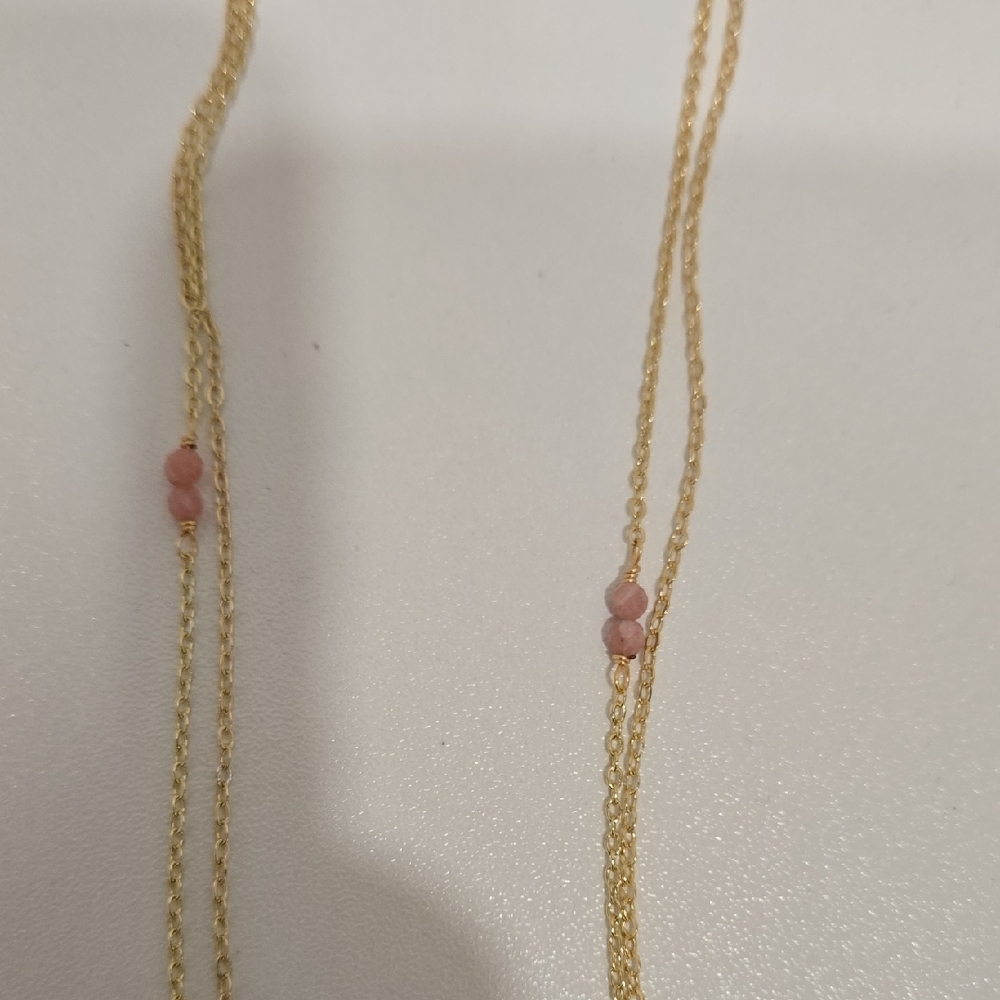 Stitch Fix Gold and Pink Layered Necklace - Picture 12 of 16